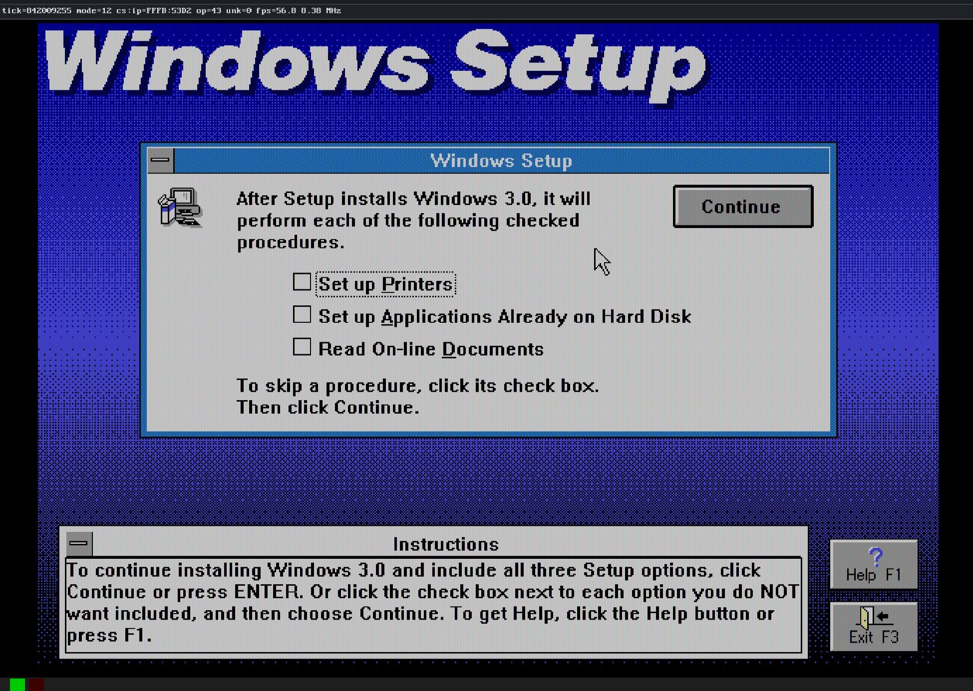 Windows 3.0 setup on 286